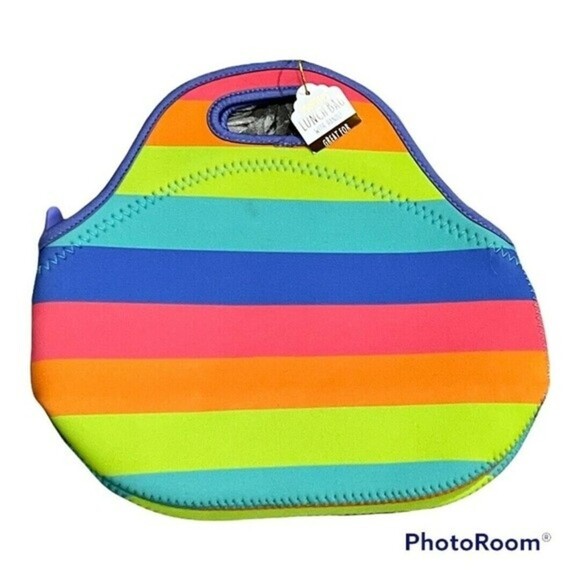 RAINBOW Neoprene LUNCH BAG TOTE Zippered - New With Tags - Picture 1 of 8